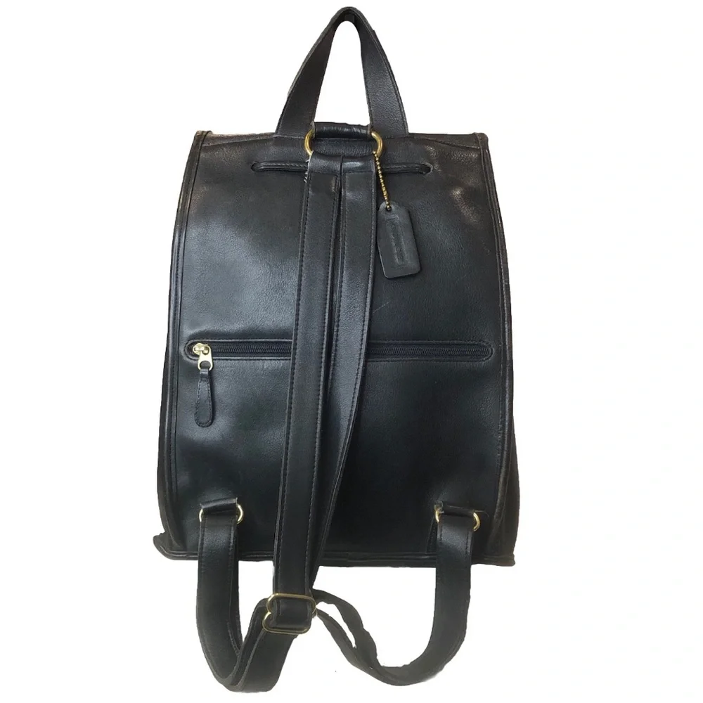 Vintage COACH Black Leather Weekend Backpack Rucksack Large Daypack 9943 USA COA - Picture 4 of 17